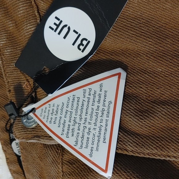 🍁NWT Women's Boo Hoo High Waist Distressed Brown Wide Leg Fray Hem Jeans - Picture 9 of 10